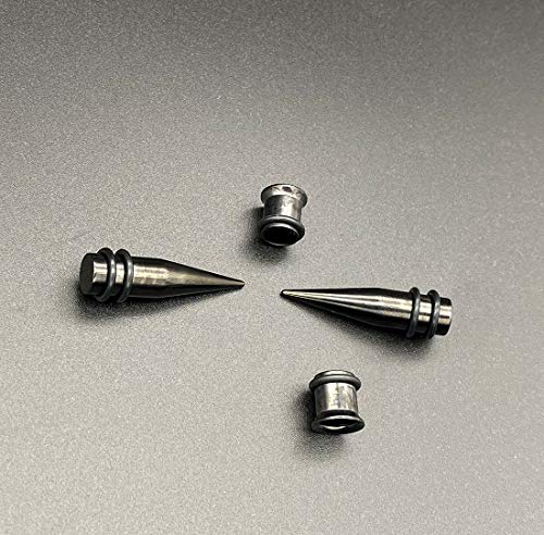 HEKEUOR 4 Piece 316l Steel Tapers and Tunnels Ear Stretching Kit Gauges Gauging Plugs Choose 1g 7/16 1/2 9/16 00g-14g - style: 0g(8mm) Black