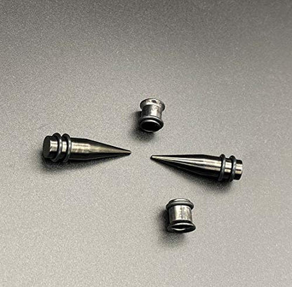 HEKEUOR 4 Piece 316l Steel Tapers and Tunnels Ear Stretching Kit Gauges Gauging Plugs Choose 1g 7/16 1/2 9/16 00g-14g - style: 0g(8mm) Black