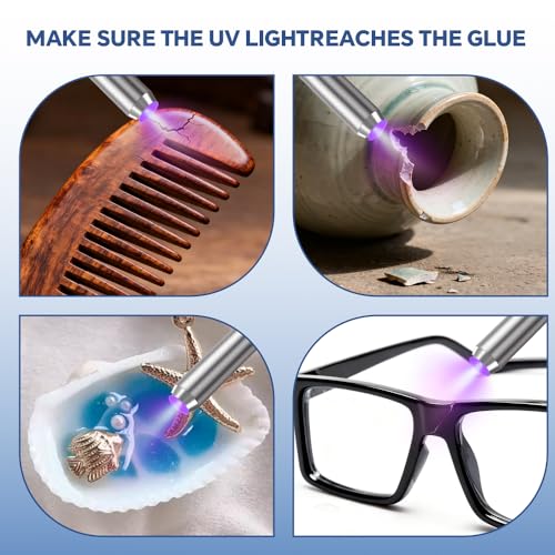 UV Resin with Light 100g,Fast Curing & Bonding UV Resin and 395nm UV Flashlight for Beginner,UV Glue for Bonding Jewelry,Plastic and Glass Repairs（50g*2） - size: 100g