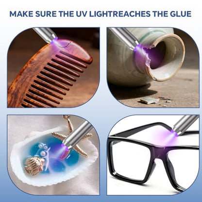 UV Resin Kit with Light,50g Fast Curing & Bonding UV Resin and 395nm UV Flashlight for Beginner,UV Glue Adhesive for Bonding Jewelry,Plastic and Glass Repairs - size: 50g