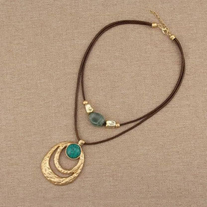 Boho Necklaces for Women Chunky Circle Necklace Bohemian Necklaces | Chunky Boho Necklace for Women Layered Boho Circle Leather Choker Necklace Long Vintage Necklaces Bohemian Jewlery Gifts - style: Bohemian Necklaces Women