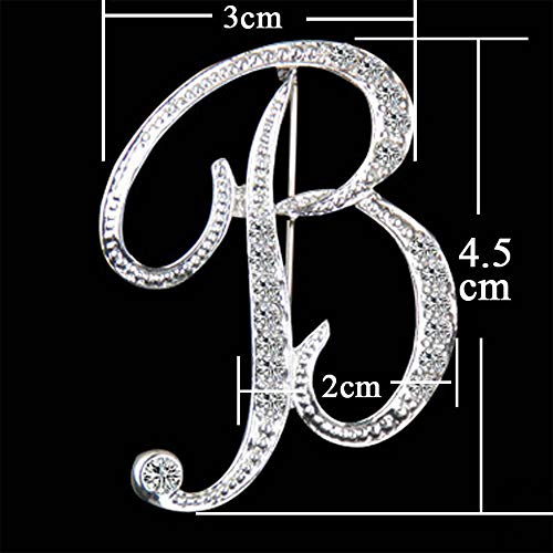 Letter Brooch Pins Initial Rhinestone Brooch for Women Crafts Silvery A-Z - color: Silver O1