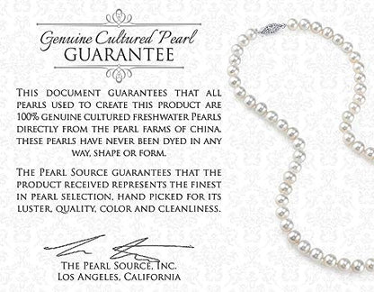 THE PEARL SOURCE Genuine White Freshwater Cultured Pearl & Cubic Zirconia Elka Earrings for Women - color: White Pearl