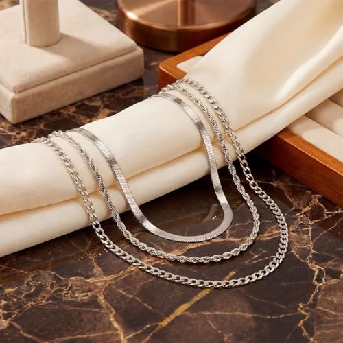 9-Piece Gold Tone Layered Chain Necklace Set for Women, Versatile Stackable Necklaces with Vertical Bar/Herringbone/Padlock Coin Charms, Trendy Boho Jewelry - style: TZY-003359