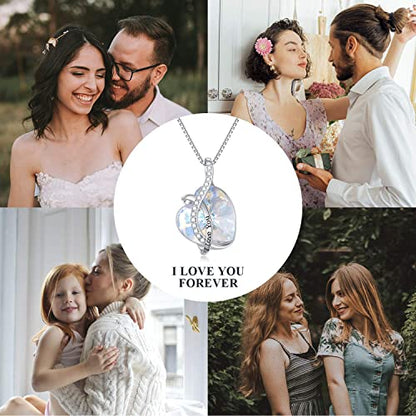 AOBOCO I Love You Sterling Silver 12 Birthstone Heart Pendant Necklace Embellished with Crystals from Austria, Mother's Day Anniversary Birthday Jewelry Christmas Gifts for Women Grandma Nana - color: E-April