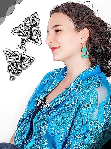 Syhood 5 Pieces Shawl Clips Cloak Clasp Cardigan Sweater Clips Vintage Collar Retro Cloak Brooches and Silver Shawl Pins - style: Chic Style