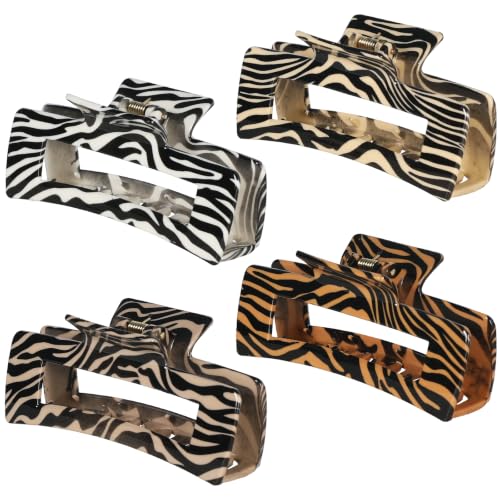 laxizar 4 Pcs Hair Clips 4.1 Inch Claw Cips Zebra Stripes Hair Accessories - color: zebra stripes