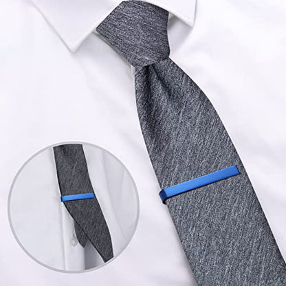 HAWSON Skinny Tie Clip Bar Set, 2 Inch Tie Clip for Men - Wedding, Meeting, Party Gift Set - color: 1 pcs Brushed Blue