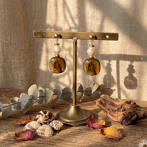 Gold Dangle Earrings for Women Boho Style, Hypoallergenic Trendy Resin Earrings - color: Resin Green