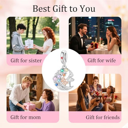 S925 Sterling Silver Cute Bead Charm for Pandora Bracelets and Necklaces | Lucky Clover Cute Animal Pink Bow Cherry Butterfly Pendant Bead Charms Jewelry Making Gifts for Women Valentines Mother's Day - style: Mother's Love Dance Charm