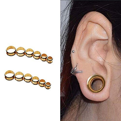 TOPBRIGHT 24PCS UV Acrylic Tapers and Surgical Steel Plugs Ear Gauges Kit Eyelets Stretching Set 00G-20mm - color: Gold