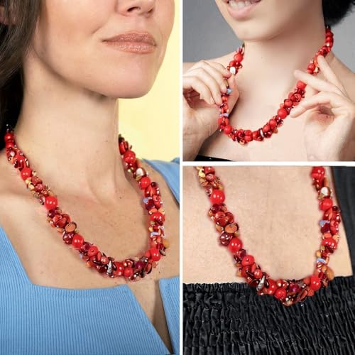 Beaded Necklaces Necklaces Shell- Colorful Beads y Summer 20-23 Inch - color: Red