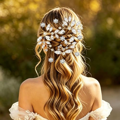 10 Pcs Gold Bridal Hair Pins Crystal Pearl Wedding Hair Combs, Rhinestone Hair Clips for Brides, Bridesmaids, Prom