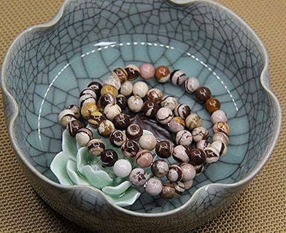 Angelstones Gemstones 8mm Round Beads Healing Crystal Bracelet for women | Natural Gemstone, Handmade Gifts for Women, Healing Crystal Round Beaded Stretch Bracelets, Unisex Jewelry for Women and Men - color: African Zebra Jasper