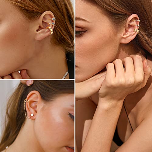 Dochais Ear Cuff Non Piercing for Women Cartilage Clip on Earrings | Gold and Silver Ear Cuffs Helix Cartilage, Fake Earrings, Wrap Earrings, Non Piercing Ear Clip Cartilage - style: B-73 Pcs(Gold/Silver/Black)