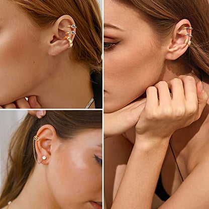 Dochais Ear Cuff Non Piercing for Women Cartilage Clip on Earrings | Gold and Silver Ear Cuffs Helix Cartilage, Fake Earrings, Wrap Earrings, Non Piercing Ear Clip Cartilage - style: B-73 Pcs(Gold/Silver/Black)