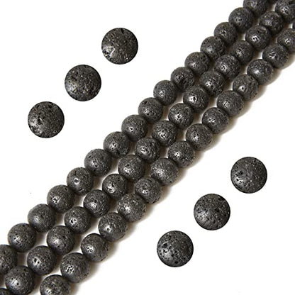 100pcs 8mm Black Lava Beads Natural Gemstone Beads Round Loose Beads for Jewelry Making - color: Black Lava, size: 8mm