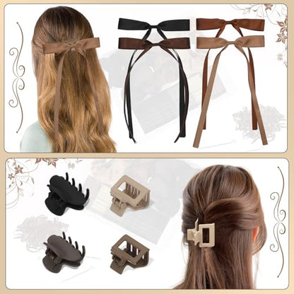 860Pcs Hair Accessories Set for Woman | Bow Hair Clips Hair Scrunchies Bobby Pins Claw Seamless Cotton Ponytail Holders Rubber Elastic Bands with Organizer Box