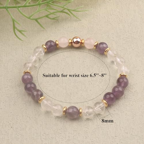 KSQS Healing Stone Bead Bracelet for Women, Natural Gemstones Balance Protection Bracelet, Spiritual Crystal Beads Bracelet Anxiety Relief with Meaning Card - color: Just Breathe