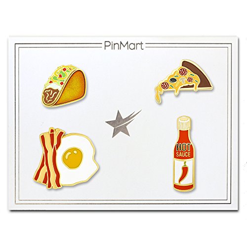 PinMart Food Enamel Lapel Pin - color: Set of 4 Gold Plated, size: 4pc Gift Set