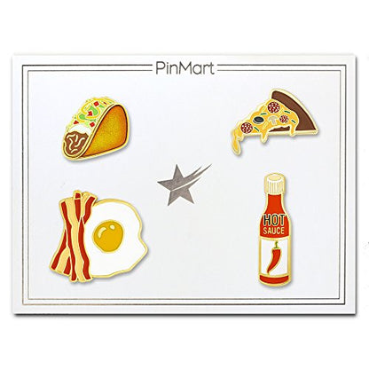 PinMart Food Enamel Lapel Pin - color: Set of 4 Gold Plated, size: 4pc Gift Set