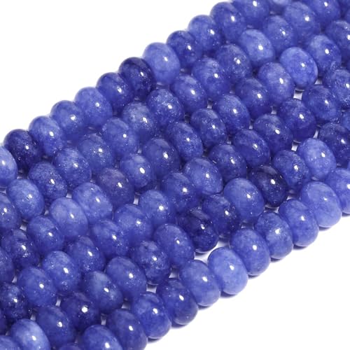 Songxi 5x8mm Natural Dark Blue Stone Rondelle Beads, 75PCS Spacer Round Loose Abacus Beads for Jewelry Making, Gemstone for Bracelet Necklace Earrings, Arts and Crafts - color: Dark Blue