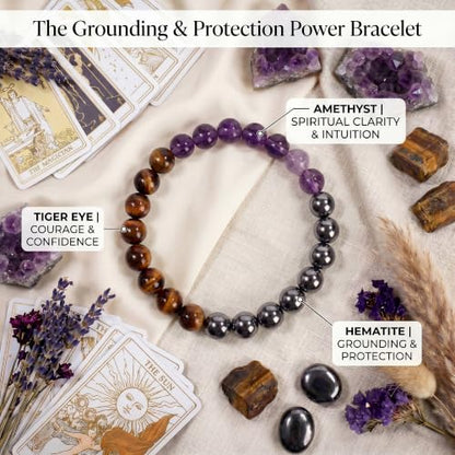 Bivei Protection Crystal Healing Bracelet | 8MM Strength Bracelet Spiritual Stretch Beaded Jewelry for Women Men Gift - color: Quit Smoking, size: Medium 6.8-7.3 inch