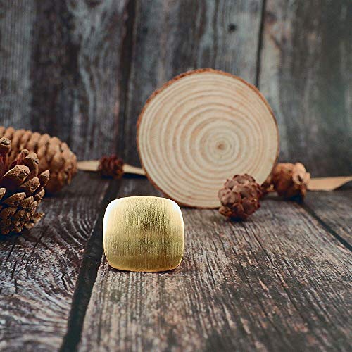 Gold and Silver Rings for Women, Chunky Signet Statement Rings Gold Plated Band Ring Wide Metal Square Rings Cocktail Costume Jewelry - color: A-Square Gold