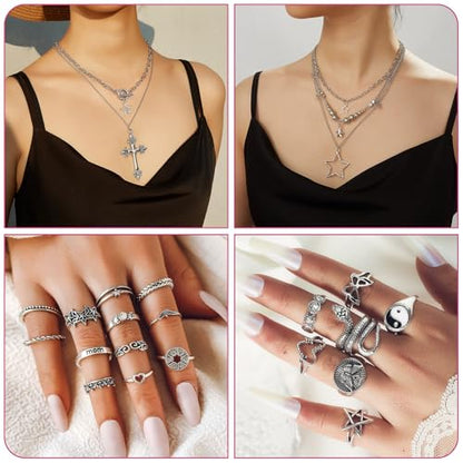 44 Pcs Mystery Jewelry Jar for Women, Y2k Star Surprise Jewelry Box with Necklaces Bracelets Rings Earrings Wallet Chain Belt Chain and Sunglasses, Multi Style Alternative Present for Her - color: Y2k