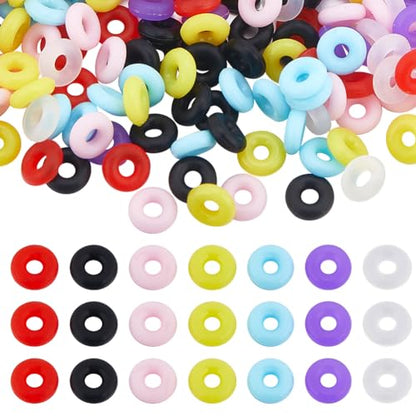 SUNNYCLUE 1 Box 420Pcs Rubber O Rings Beads Silicone O Ring Jewelry Ending Locating Silicone Reusable Spacer Beads for Jewelry Making Accessories Bracelet Necklace