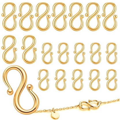 20PCS Stainless Steel Necklace and Bracelet Clasp Kit Gold Plating Clasps and Closures Connectors for Jewelry Making, No Tarnish DIY Crafts(0.5“ & 0.4”)