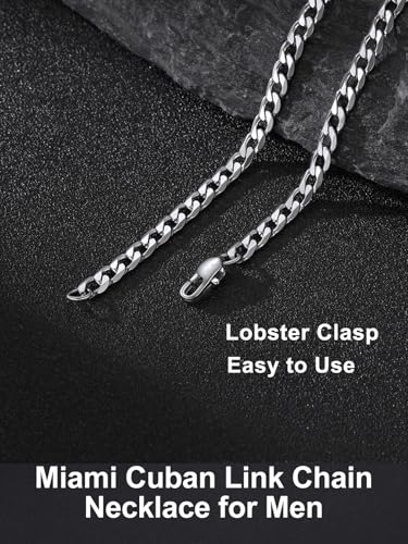 Suplight Cuban Link Chain Necklace for Men Women, Stainless Steel/Black/18K Gold Plated Chain 4mm/6mm/9mm Wide Cuban Chain Necklace, Hip Hop Jewelry 18"-30" - color: a. 4mm width-Steel, size: 26 inches