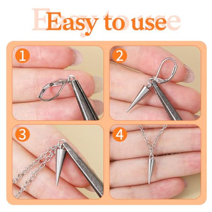 50 Pcs Stainless Steel Cone & Spike Charms Spike Beads Silver Cones Charm Cone Pendants Spikes Punk Style Dangle Earrings & Bracelet Charms for DIY Necklaces Bracelets Earring Making