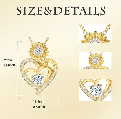 Midari Sunflower Necklace 18k Gold Plated Heart with Brithstone You Are My Sunshine Necklace Anniversary Birthday Sunflower Jewelry Gift for Women Wife Mom - color: 04-April