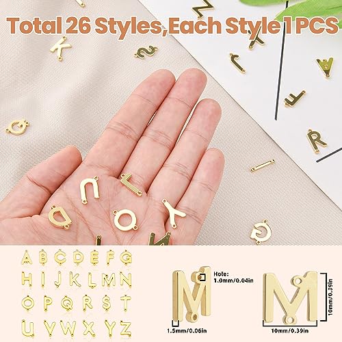 26Pcs 18K Gold Filled A-Z Alphabet Letters Charms for Jewelry Making, Initial A-Z Alphabet Charm Pendant Beads, Slide Glitter Pendants for Women DIY Bracelet Necklace Earrings Choker Making - color: Style B