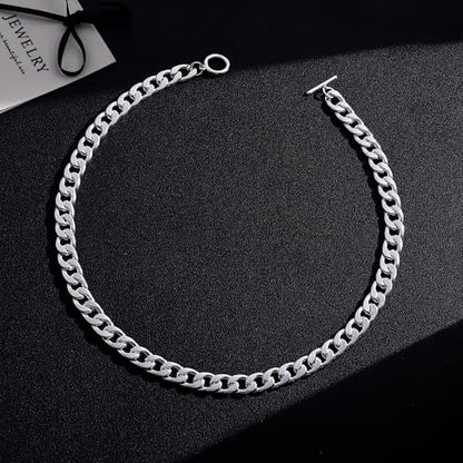 CHESKY 14K Gold Plated Chunky Necklace for Women, Trendy Toggle Clasp | Statement Pendant Necklace, Layered Paperclip Chain, Toggle Clasp Design, Thick Gold Chain, Non Tarnish Everyday Jewelry - color: silver, style: cuban
