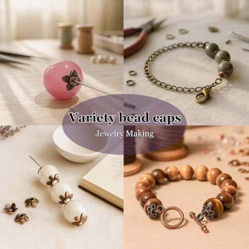 Heather's cf 600PCS Mixed Copper Metal Bead Caps for Jewelry Making, 6mm Flower Bead Caps Fit 8-10mm Beads, DIY Jewelry Making Supplies - color: Mixed Copper - 600Pc