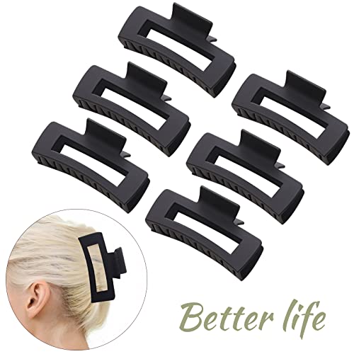 12 Pack Black Square Claw Clips, Big and Small Neutral Rectangle Hair Claw, Non-slip Matte Large Hair Clips for Women,Strong Hold jaw clip for Thick Thin Hair - color: Mixed Black