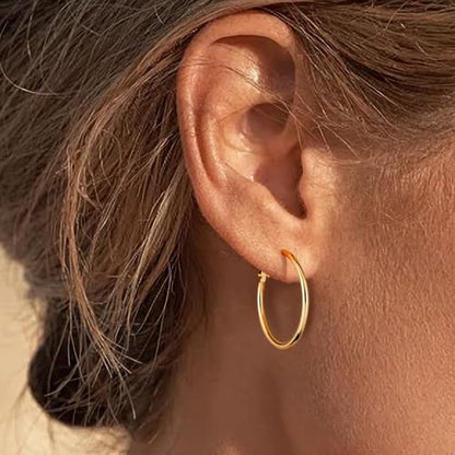 14K Gold Plated 925 Sterling Silver Posts large Hoop Earrings for Women, Hypoallergenic Big Hoop Earrings Lightweight Jewelry for Women 30/40/50/60/70MM - color: Gold-30mm