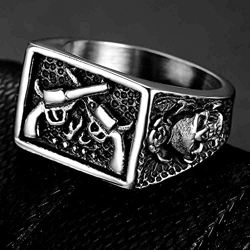Jude Jewelers Stainless Steel Gun Military Milita Army Western Cowboy Signet Style Biker Ring - color: Silver