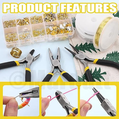 Mardatt 950Pcs Jewelry Making Supplies Kit - Includes Pliers, Wires, Jump Ring Opener, Tweezers, Awl & Accessories for Making & Repair - size: No.1-950Pcs
