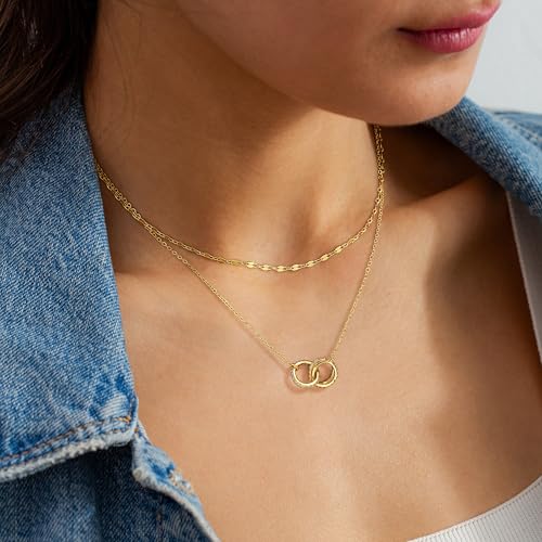 Dainty Layered Necklaces for Women,14k Gold Plated CZ Choker Necklace Stack | 14K Gold Plated Necklace set,Non Tarnish Hypoallergenic Beaded Paperclip Chain Necklace Stack Women's Minimalist Jewelry Gift - color: Gold-6
