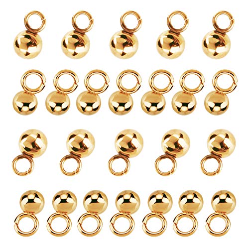 UNICRAFTALE Sphere Charms 304 Stainless Steel Round Ball Pendants Vacuum Plating Charm or Necklace Bracelet Jewelry Making - color: Gold, size: 3/4mm Diameter