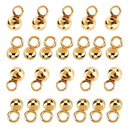UNICRAFTALE Sphere Charms 304 Stainless Steel Round Ball Pendants Vacuum Plating Charm or Necklace Bracelet Jewelry Making - color: Gold, size: 3/4mm Diameter