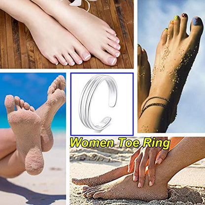 925 Sterling Silver Open Cuff Toe Ring for Women Adjustable Pinky Ring Band Size 2-4… - color: Style B