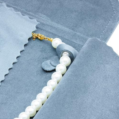 Velvet Necklace Jewelry Travel Folder Storage Display Case (Light Ocean Blue) - color: Light Ocean Blue