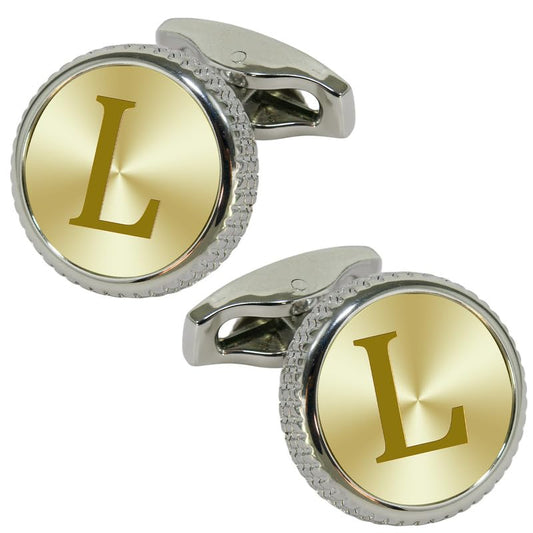 Mens Classic Stainless Steel Initial Cufflinks 26 Alphabet Letter Cufflinks Business Wedding Anniversary Birthday Tuxedo Studs Shirts A-Z (L)