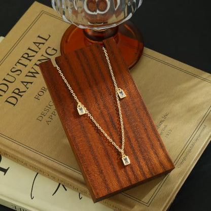Lariat Gold Necklace for Women Dainty Long Necklaces 14k Gold Plated CZ Y Drop Chain Necklace Trendy Gold Jewelry Gifts - color: 3 Rectangular zircon-gold-233