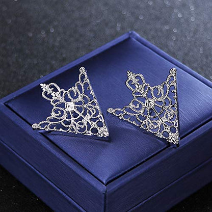 WCRAZYE Retro Hollow Pattern and Angle Triangle Collar Pins for Men Women Fashion Simple Gold Silver Palace Brooch Clip Pin Brooches Buckle Shirt Collar Decoration Parts - style: 3 Pairs Triangle Pins