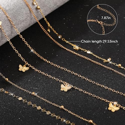 Hicarer 3 Pieces Crystal Belly Ring with Chain Rhinestone Waist Body Chain Bikini Belly Jewelry Beach Accessories Jewelry for Women Adults - color: Gold, style: Vibrant Style